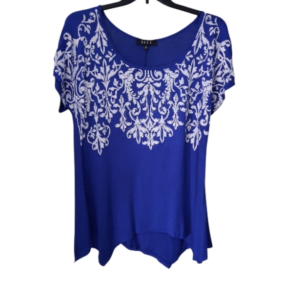 BLEU Blue and White Tunic Top Size Extra Large - Picture 2 of 5